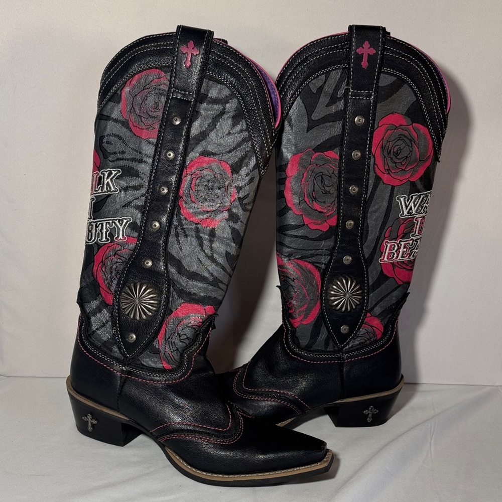 Gypsy Soule Black and Pink Western Boots “Walk in Beauty” *READ*